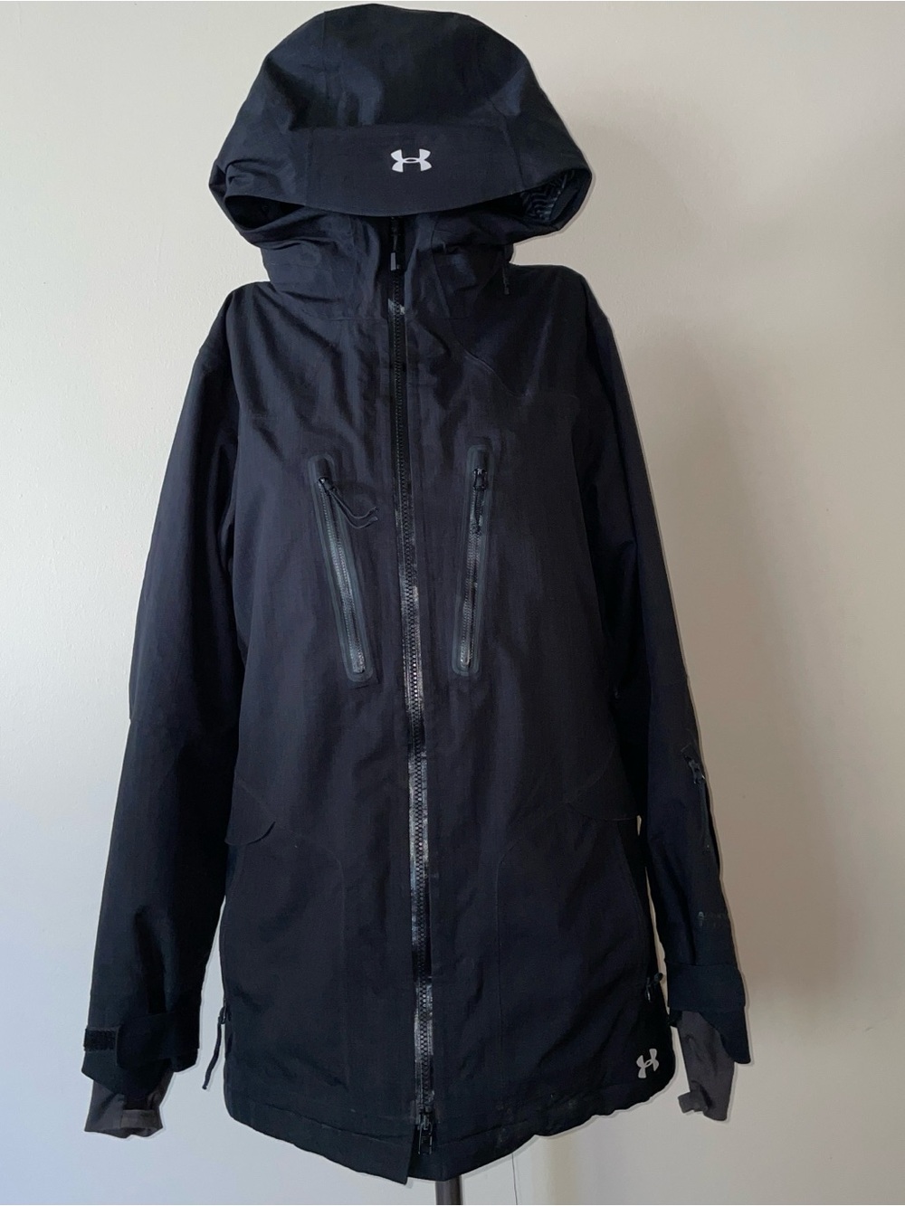 Under Armour Black Hooded Rain Jacket with‎ Waterproof Zippers